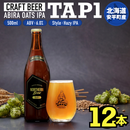 [ふるさと納税]クラフトビール NORTHERN BREW [TAP1 (ABIRA OATS HAZY)] 500ml 12本 北海道 安平町 ビール 地ビール 瓶ビール 人気 定番 ギフト