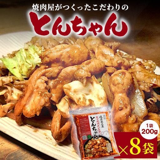 焼肉屋がつくったこだわりの とんちゃん 200g 約2人前 8袋 個包装 小分け 焼肉 とんちゃん 豚 豚肉 豚内蔵 ホルモン 味噌だれ 味噌 みそ 豚ホルモン おかず ご飯のお供 焼肉 BBQ 岐阜県 お土産 名産品 人気 お取り寄せ 冷凍 炭火焼肉たつみや