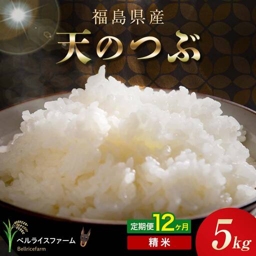 〈先行予約〉令和8年産【お米の定期便】12ヶ月配送 農家直送 ベルライスファーム 天のつぶ 精米 5kg F6U-466