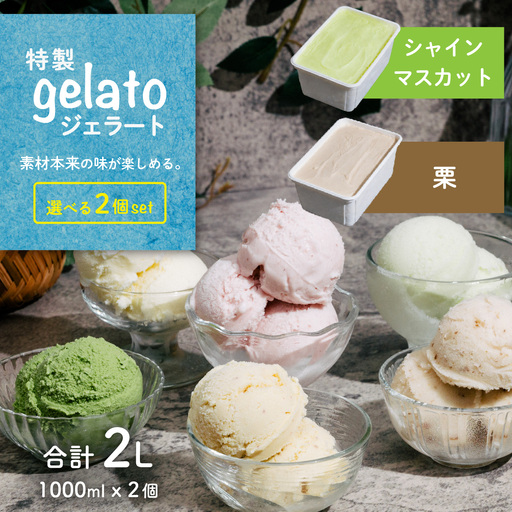 ジェラート 1L×2個 アイス 栗 × シャインマスカット ジェラート
