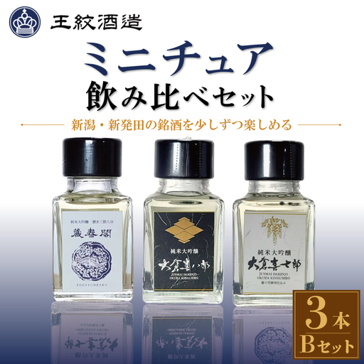 王紋酒造 日本酒 ミニチュア 3本 Bセット 飲み比べ