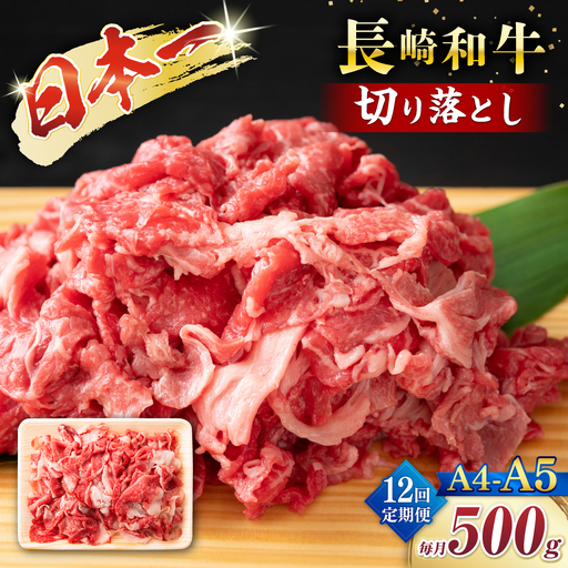【12回定期便】【A4?A5】長崎和牛切り落とし　500g＜株式会社MEAT PLUS＞[CFT039]