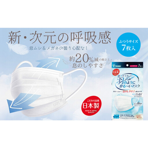 息ラクラク 羽のようにかる〜いマスク ふつう 7枚入り×10袋 新・次元の呼吸感 息蒸れ無し メガネの曇り無し 息がしやすいマスク 不織布 年中過ごしやすい 耳が痛くなりにくい 日本製