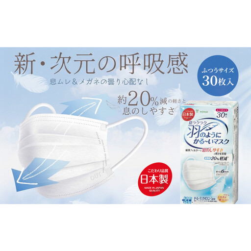 息ラクラク 羽のようにかる〜いマスク ふつう 30枚入り×4箱 新・次元の呼吸感 息蒸れ無し メガネの曇り無し 息がしやすいマスク 不織布 年中過ごしやすい 耳が痛くなりにくい 日本製