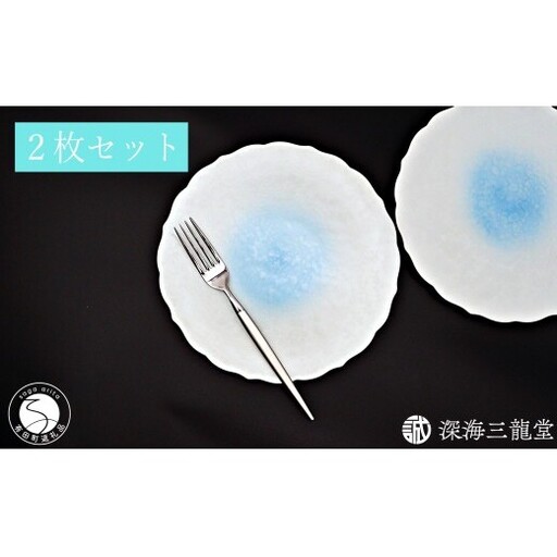 有田焼 白雲桔梗渕 21cm 皿 2枚 セット[深海三龍堂]プレート plate 食器 おしゃれ モダン 和食 洋食 イタリアン パスタ