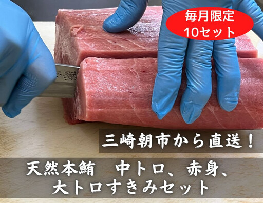三崎朝市直送!天然アイルランド産本鮪セット(中トロ、赤身、大トロすきみ) M097-001 まぐろ 天然まぐろ