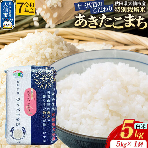 米 あきたこまち[白米]5kg(5kg×1袋)十三代目のこだわり 特別栽培米 令和7年産