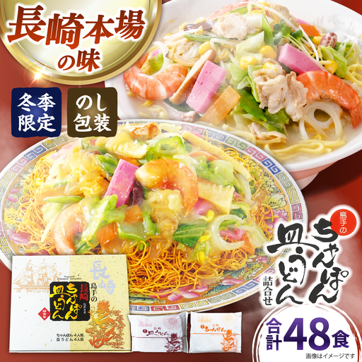 【冬季限定】ちゃんぽん 皿うどん 詰め合わせ 48食(8食×6セット)/ 南島原市 / 島原手延素麺協同組合[SEV004]