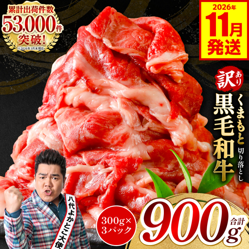 【訳あり】 牛肉 くまもと黒毛和牛 切り落とし 900g（ 300g × 3 ） 【2026年11月発送】 牛肉