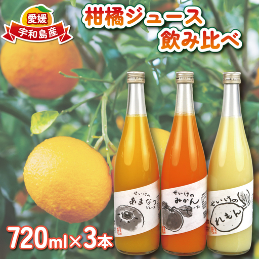 柑橘 ジュース 飲み比べ 720ml×3本 贈答用 清家 ストレート ジュース