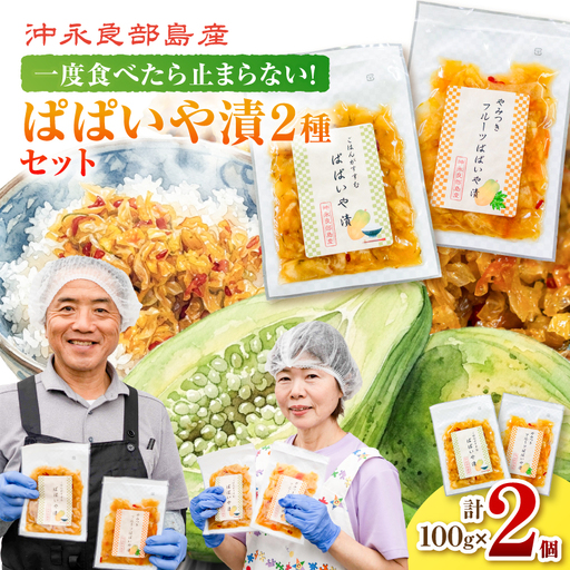 一度食べたら止まらない!沖永良部島産のぱぱいや漬 2種 セット(2種 各1個) W070-003-02 漬物 パパイヤ 加工品 惣菜 果物 野菜