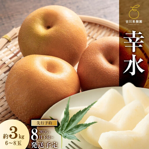 [吉川果樹園]梨 幸水 約3kg(6玉〜8玉入)8月下旬〜順次発送| 梨