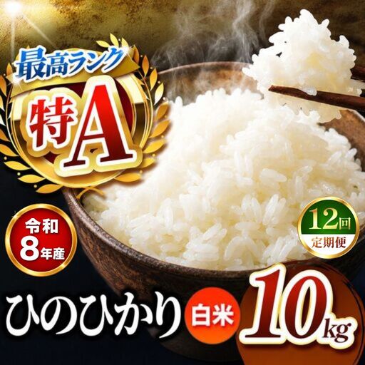 【 定期便 12回 】R8年産 熊本県産 白米 ひのひかり 10kg
