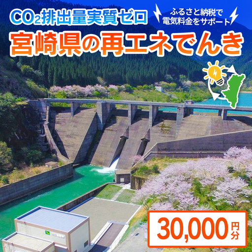 みんな電力 宮崎県産 再エネ電気 30000円分 電気料金お支払いサポート 電力 お礼の電気 電気代 CO2排出量ゼロ