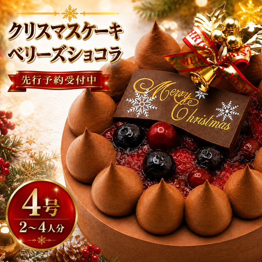 [クリスマスケーキ][先行予約]クリスマス ベリーズショコラ 4号 | ケーキ