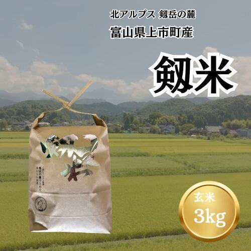 【令和7年産】上市町産コシヒカリ「剱米」（玄米）3kg　 [ソムリエH 富山県 上市町 32280235-r6-02] 　お米 コメ ご飯 ごはん 玄米ご飯 玄米ごはん こしひかり