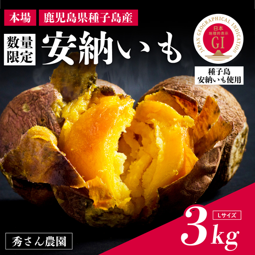 [先行予約]種子島 安納いも 3kg(Lサイズ:300g〜400g)(秀さん農園)さつまいも 本場 安納芋 安納紅 安納こがね さつま芋 甘い ねっとり スイーツ おやつ グルメ お取り寄せ 人気 種子島産 返礼品 南種子町 鹿児島[南種子町観光物産館 トンミー市場]