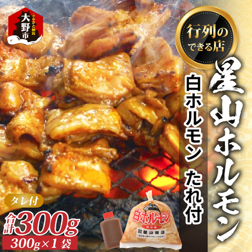 [お試しセット]星山 白 ホルモン 味付き 300g×1袋(たれ付) [行列のできるお店]
