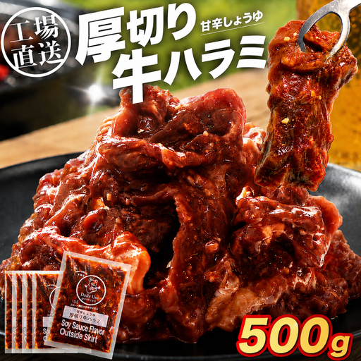 厚切り 牛ハラミ500g(250g × 2) 焼肉 大容量 冷凍 焼肉 E502-x