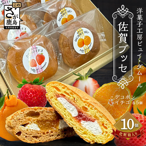 佐賀ブッセ 10個入り（イチゴ・デコポン 各5個）焼き菓子 佐賀県 鹿島市 A-236