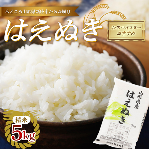 【令和7年産】お米マイスターおすすめ 新庄産 「はえぬき」（精米）5kg×1袋 F3S-2890