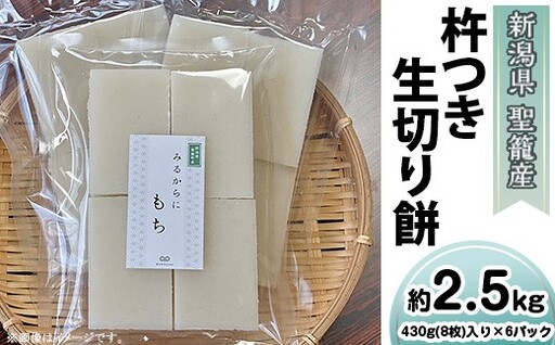 【先行予約 12月発送】杵つき 生 切り餅 8枚入･6パックセット（新潟県聖籠町産こがねもち使用）
