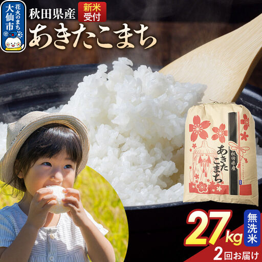 《令和8年産新米予約》 《定期便2ヶ月》【無洗米】あきたこまち 27kg 秋田県産  こまちライン 秋田県 大仙市産