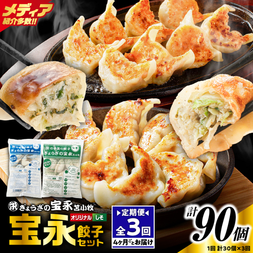 【定期便・全3回 4ヶ月毎】手包み餃子 ぎょうざの宝永 しそ餃子30個セット（宝永餃子15個入×1袋・しそ餃子15個入×1袋） T004-T04-02-01 定期便 定期 惣菜 総菜 ギョウザ しそ餃子 餃子