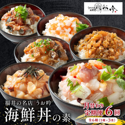 定期便 ≪全6回≫ 海鮮丼 月替わり 全6種 (1種×3食ずつ)[047-t06-c006]