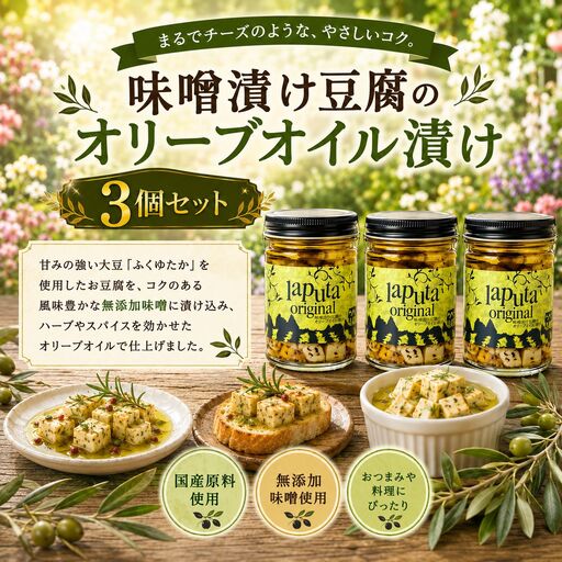 味噌漬け豆腐のオリーブオイル漬け3個セット|RPT