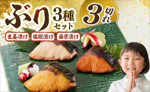 ぶり漬け焼き贅沢セット(3種各1個入り)