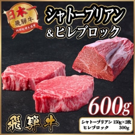 飛騨牛 シャトーブリアン&ヒレブロック 計約600g[配送不可地域:離島]