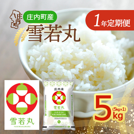 【定期便】＜令和8年産＞雪若丸 5kg×1年間 毎月お届け 山形県庄内町産 余目産 庄内米 ブランド米 米お米の定期便 粒立ち しっかり食感 食べ応え抜群 粘り 控えめ 硬め ごはん【10月中旬発送】