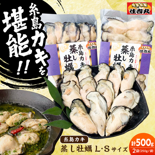糸島カキ 蒸し牡蠣 Lサイズ・Sサイズ 500gセット 糸島市 / カキ小屋 住吉丸[ACJ017]
