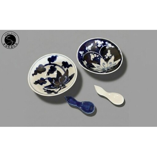 有田焼 安南唐草 俵小付 2客 / 箸置き 2個 計4点セット【泰山】食器 器 うつわ 和食器 醤油皿 豆皿 手描き 小鉢 ひさご 食洗機OK 電子レンジOK ey020