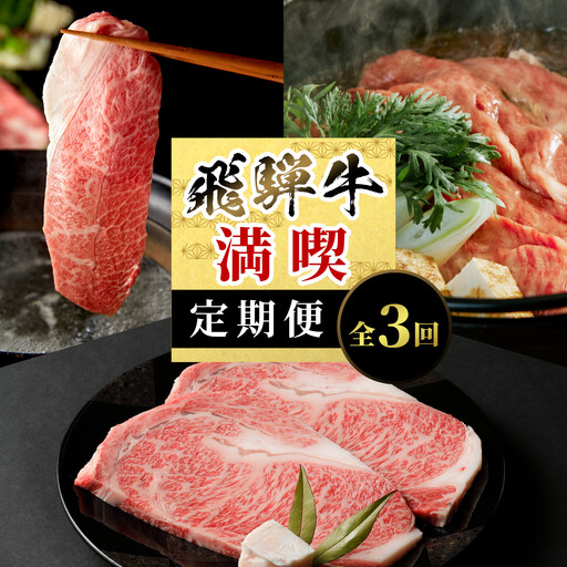 飛騨牛 満喫定期便 全3回 すき焼き しゃぶしゃぶ ステーキ 焼肉 BBQ ロース 肩ロース ロースステーキ サーロインステーキ 贅沢 贈り物 3ヶ月 定期 おすすめ 人気 飛騨 牛 肉 和牛 黒毛和牛 ブランド牛 養老ミート