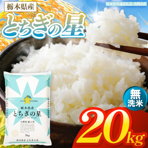 【令和8年産 新米】 栃木県産 お米 とちぎの星　（無洗米） 20kg 【2026年秋以降発送】 |  栃木県 矢板市 【栃木県共通返礼品 真岡市産】