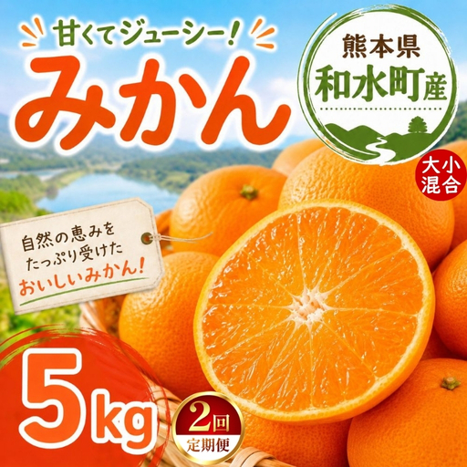 [定期便2回] 熊本県 和水町産 大小混合 みかん 5kg ミカン フルーツ 定期便