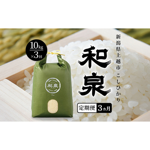 先行予約 新米 定期便3ヶ月配送 令和8年 新潟県 上越産 こしひかり 10kg （5kg×2袋）×3回 和泉 ワイズファーム 上越市 精米 米 ギフト 喜ばれる コシヒカリ