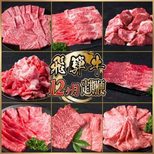 [毎月定期便]飛騨牛 厳選 定期便 計5.1kg すき焼き・しゃぶしゃぶ・焼肉・BBQ用 全12回[配送不可地域:離島]