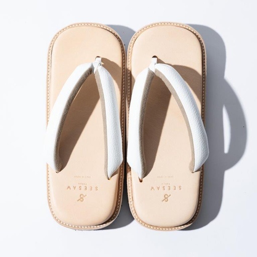 レザー雪駄サンダル サン駄(江戸前sandal)(カラー:white×natural、サイズ:0(22cm〜23.5cm))_0008-002-T03-7-1