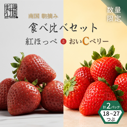 先行予約 いちご 苺 贅沢 食べ比べセット 紅ほっぺ おいCベリー 贈答品 計2パック：18～27粒 （2027年1月発送開始） | 厳選 贈り物 ギフト お取り寄せ 苺 いちご 大粒 南国市