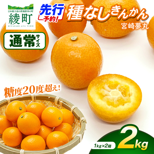 【先行予約】種なし きんかん「宮崎夢丸」 2kg 数量限定 種無し 果物 フルーツ くだもの 柑橘 金柑 プレミア おすすめ ギフト 贈り物 贈答 おやつ スイーツ デザート 糖度が高い 常温 産地直送 宮崎県 綾町 送料無料【JA綾町】_A0114-2531