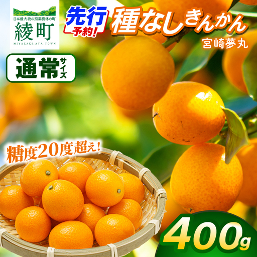 [先行予約]種なし きんかん「宮崎夢丸」 400g 数量限定 種無し 果物 フルーツ くだもの 柑橘 金柑 プレミア おすすめ パック ギフト 贈り物 贈答 おやつ スイーツ デザート 糖度が高い 常温 産地直送 宮崎県 綾町 送料無料[JA綾町]