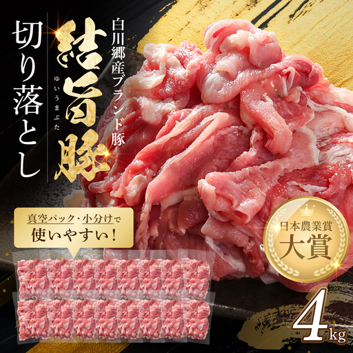 豚肉 250g×16p 計4kg 結旨豚 ウデ又はモモ 切り落とし 豚肉 小分け