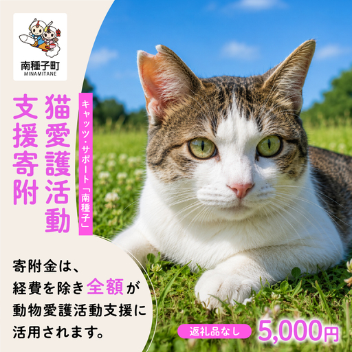 【ふるさと納税】《返礼品なし》 猫愛護活動支援 5,000円 猫ちゃん 猫 ねこ 動物 保護 愛護 保護活動 応援 支援 寄付 南種子町 鹿児島 かごしま 送料無料 【南種子町猫の適正飼養を推進する会】