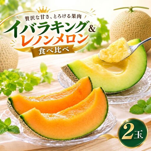メロン めろん 食べ比べ 2玉 2027年発送 レノンメロン イバラキング
