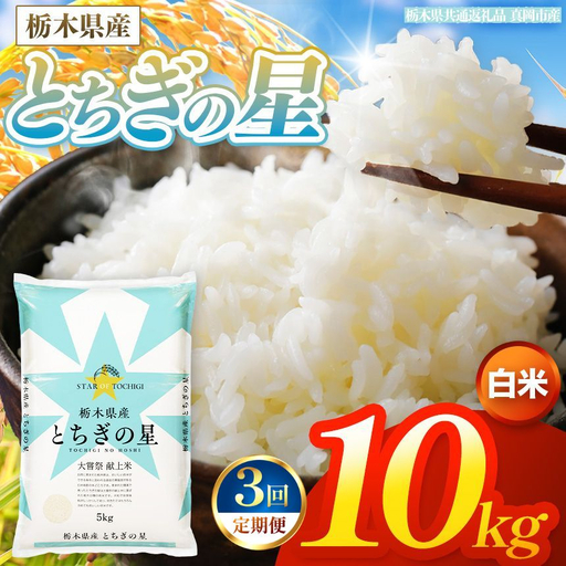 【令和8年産 新米】 【定期便3回】栃木県産 お米 とちぎの星　（白米） 10kg 【2026年秋以降発送】 |  栃木県 矢板市 【栃木県共通返礼品 真岡市産】