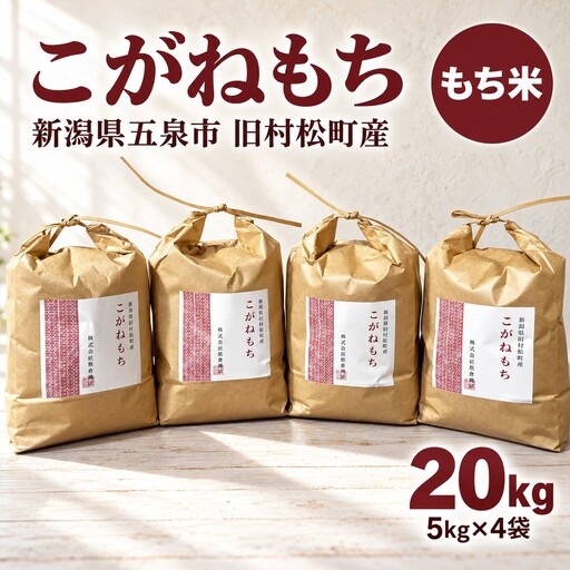 【令和8年産】もち米 こがねもち 20kg 5kg×4袋 村松 赤飯 おこわ｜もち米 新潟