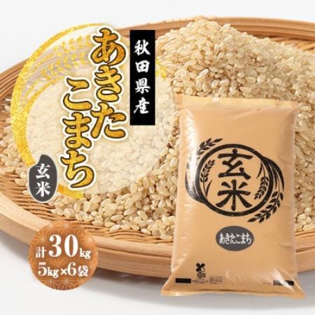 【発送月固定定期便】あきたこまち 玄米 30kg(5kg×6袋) 10月～3月発送全6回【配送不可地域：離島・沖縄県】【4090633】